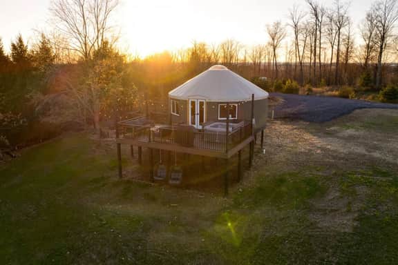 Sunrise Sanctuary |Modern Yurt w/ Hot Tub, Stargazing Loft & Mountain Views