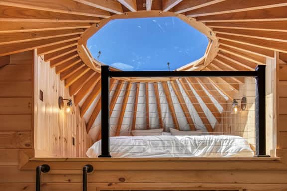 Sunrise Sanctuary |Modern Yurt w/ Hot Tub, Stargazing Loft & Mountain Views